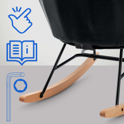 Sillón mecedora de terciopelo Sanka negro